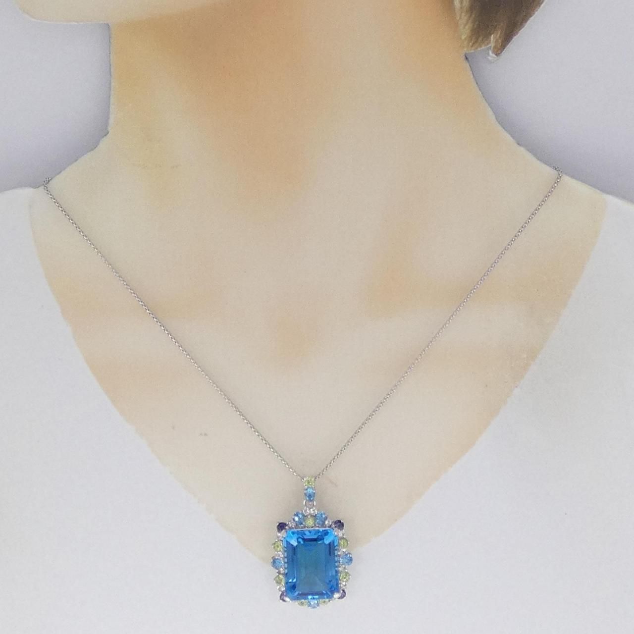 K14WG ブルートパーズのネックレス K14WG ブルートパーズ ネックレス 28.00CT - メルカリ