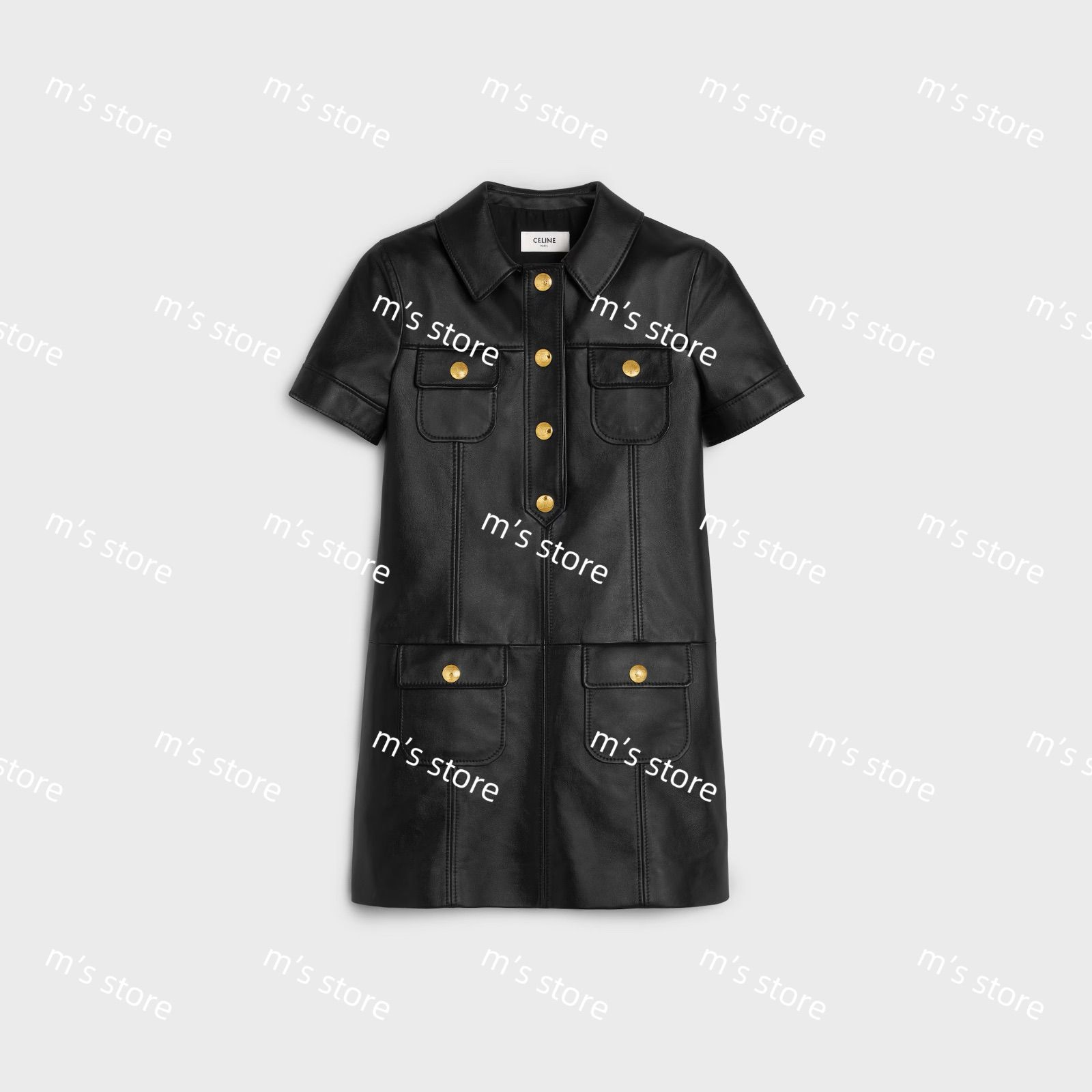 【CELINE】ブラックドレス　ワンピース CELINE - 未使用 セリーヌ CELINE ワンピース サファリドレス