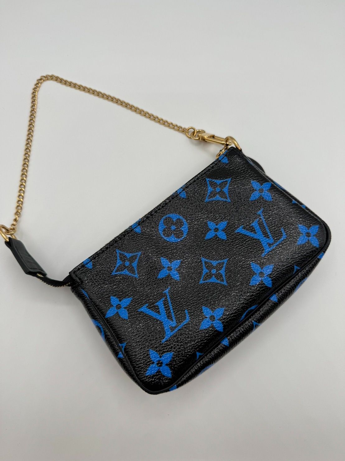 ルイヴィトン(LOUIS VITTON) ミニ ポシェット アクセソワール M67237 黒/ブルー モノグラム ゴールド金具 未使用 レディース ハンドバッグ ポーチ