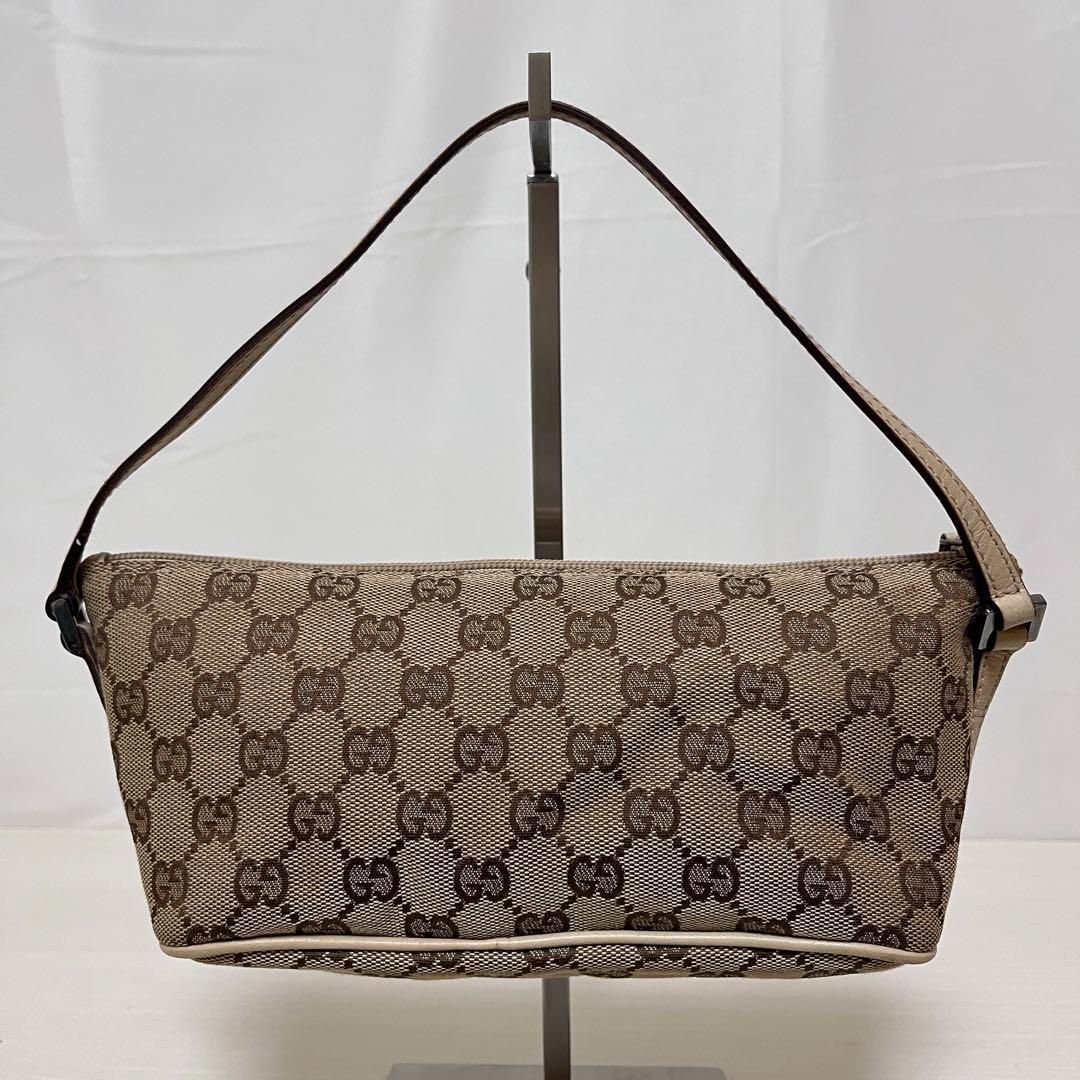 GUCCI グッチ アクセサリーポーチ ハンドバッグ GG キャンバス レザー ベージュ 07198
