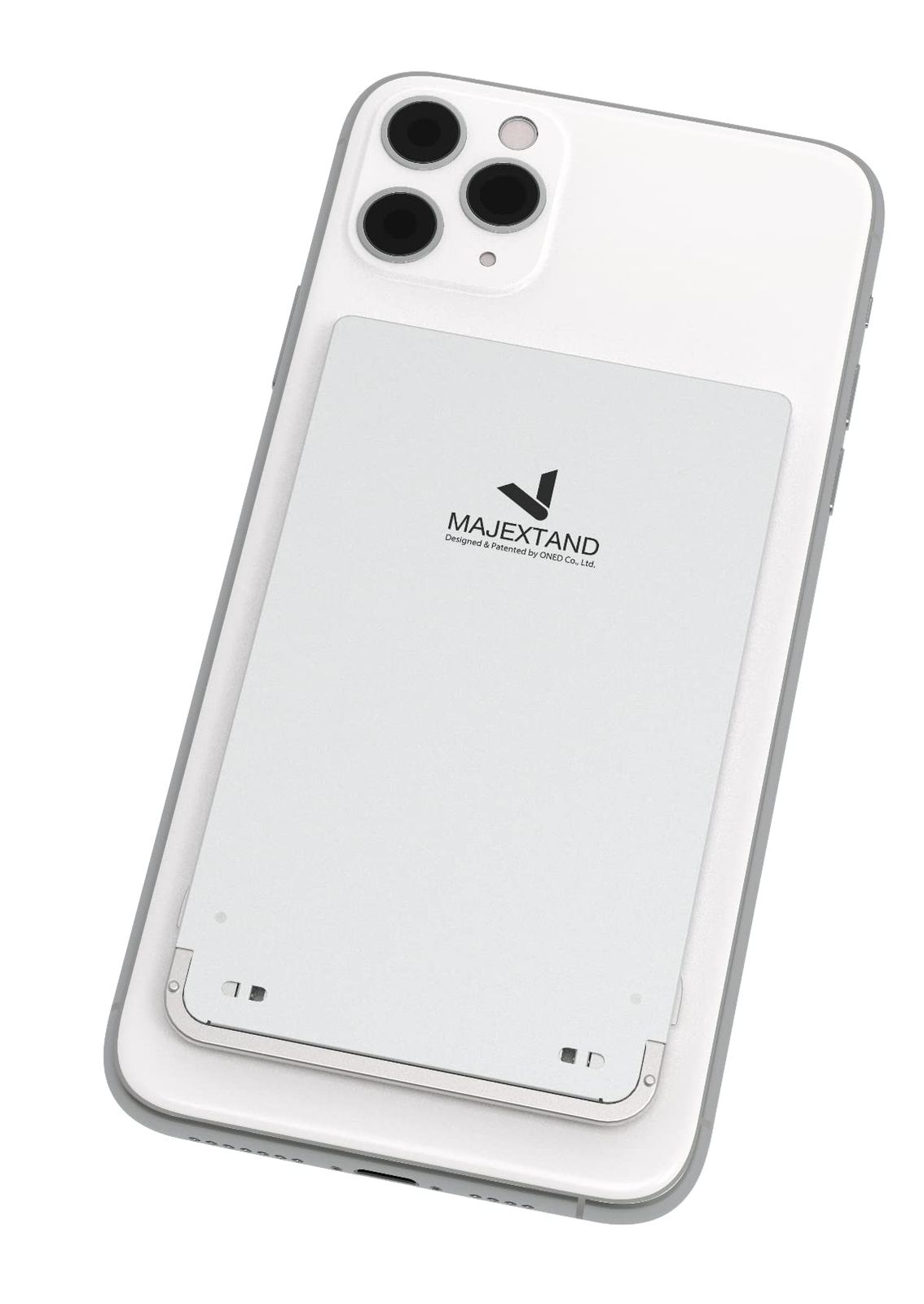 MAJEXTAND 携帯電話とタブレットスタンド 30段階の高さと角度 横向きと縦向きモード ポータブルで調節 な人間工学スタンド 1秒で携帯電話とタブレットを切り替える 米国特許取得済 シルバー シルバー