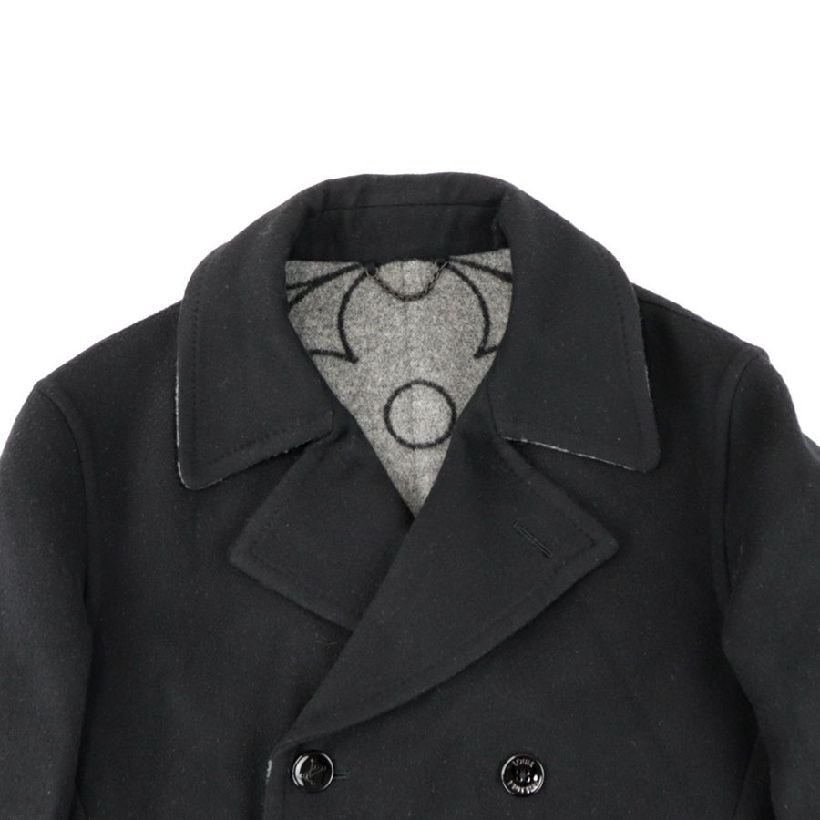 美品!Louis Vuitton 黒 ウール ピーコート ルイ・ヴィトン 21SS ウール ピーコート メンズ 黒 44 - メルカリ