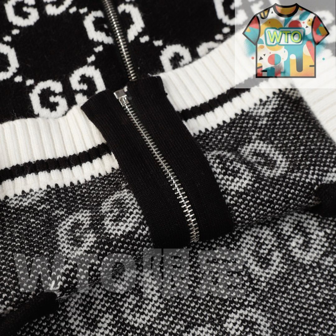 GUCCI風 カラーブロック ジップアップカーディガン [本日特価