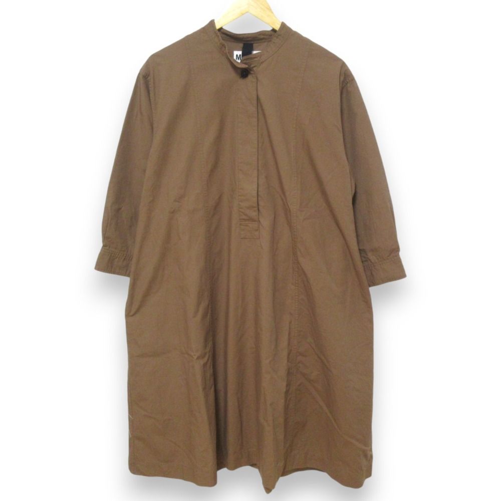 24SS MHL MARGARET HOWELL マーガレットハウエル バンド プルオーバー ロングシャツワンピース サイズ0 ブラウン レディース 古着