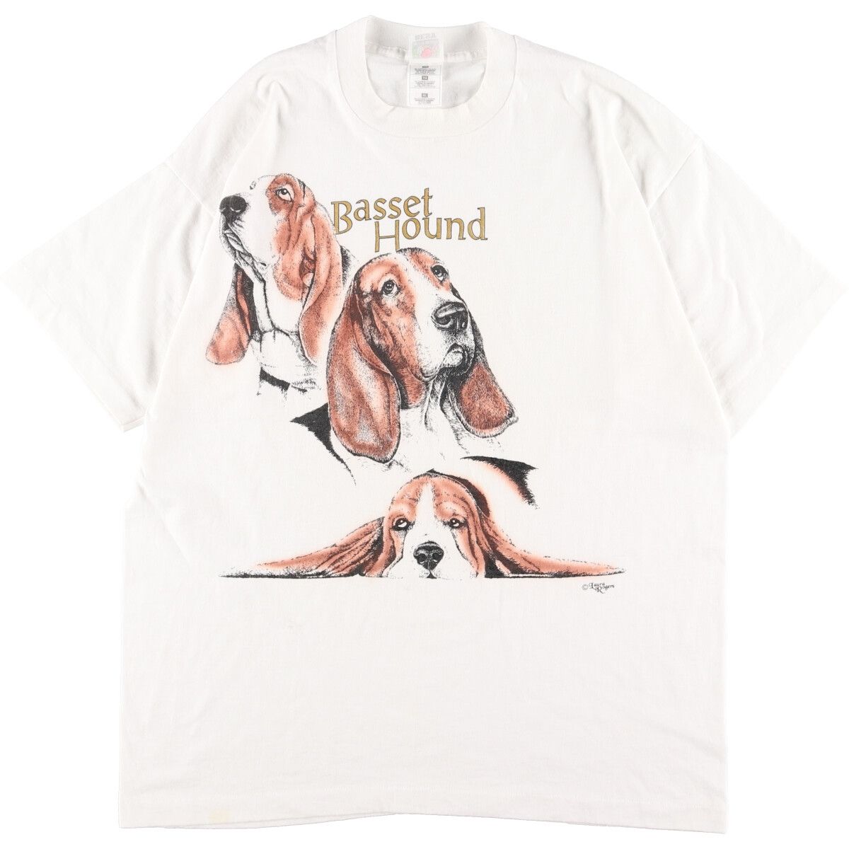 プリント生産国90年代 フルーツオブザルーム FRUIT OF THE LOOM 犬柄 アニマルプリントTシャツ USA製 メンズXL ヴィンテージ /eaa356192