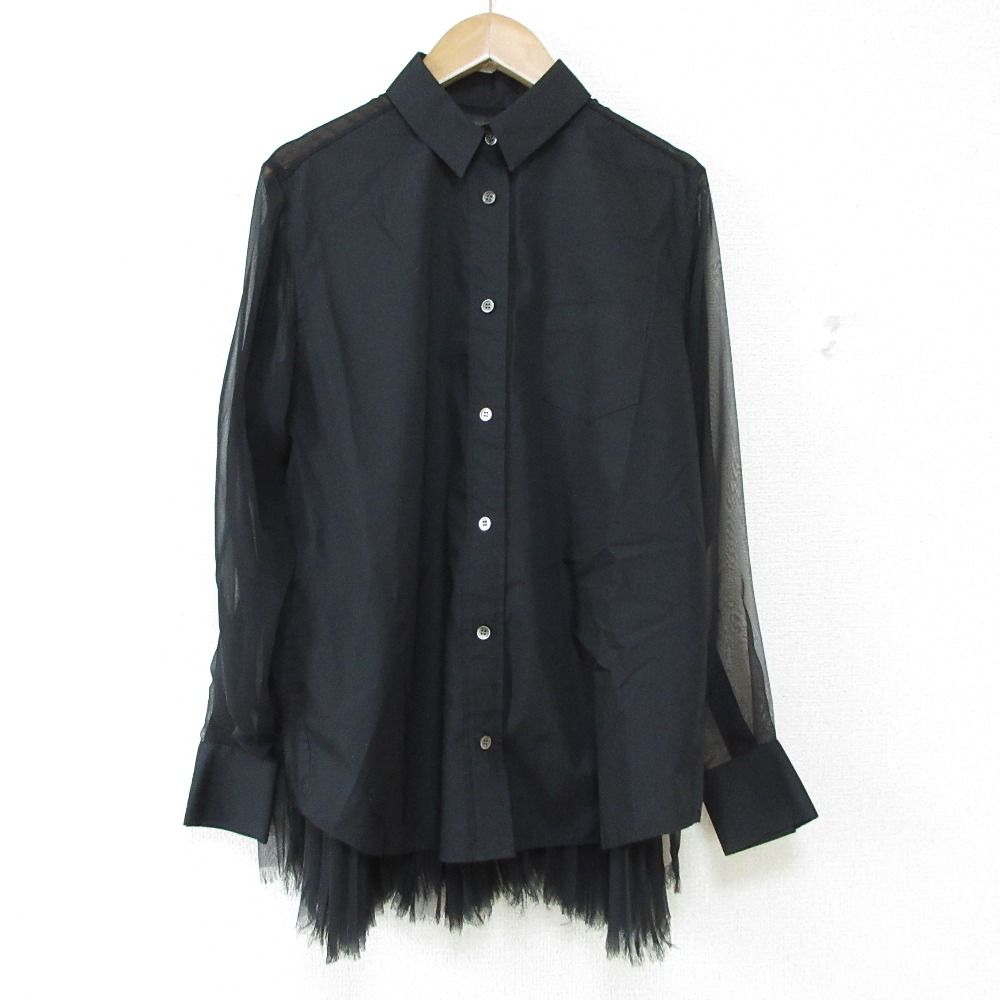 美品 sacai サカイ バックプリーツ 長袖 シアーシャツ サイズ2 