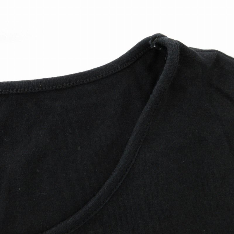 HIROKO KOSHINO◆半袖シャツ/38/コットン/BLK/無地 ヒロココシノ HIROKO KOSHINO Tシャツ カットソー 半袖 ロゴ