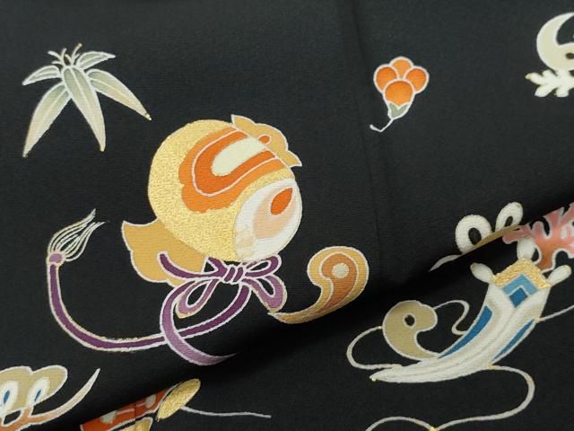 平和屋着物○訪問着 宝尽くし文 黒地 金彩 銀座せきね 正絹 逸品