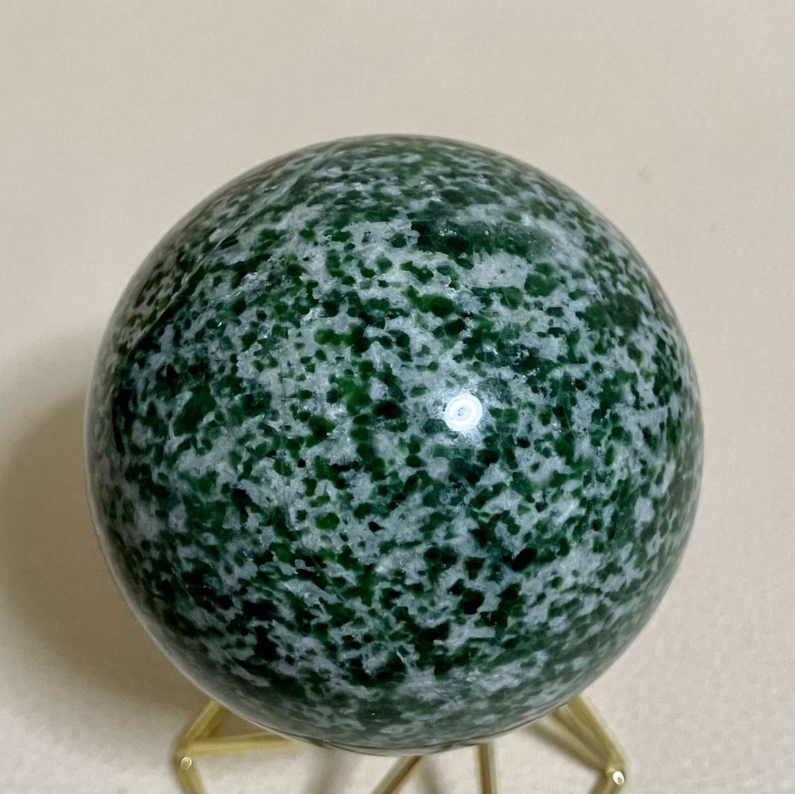 ロシア産グリーンジャスパー 玉サイズ約6cm 天然石スフィア 幸運