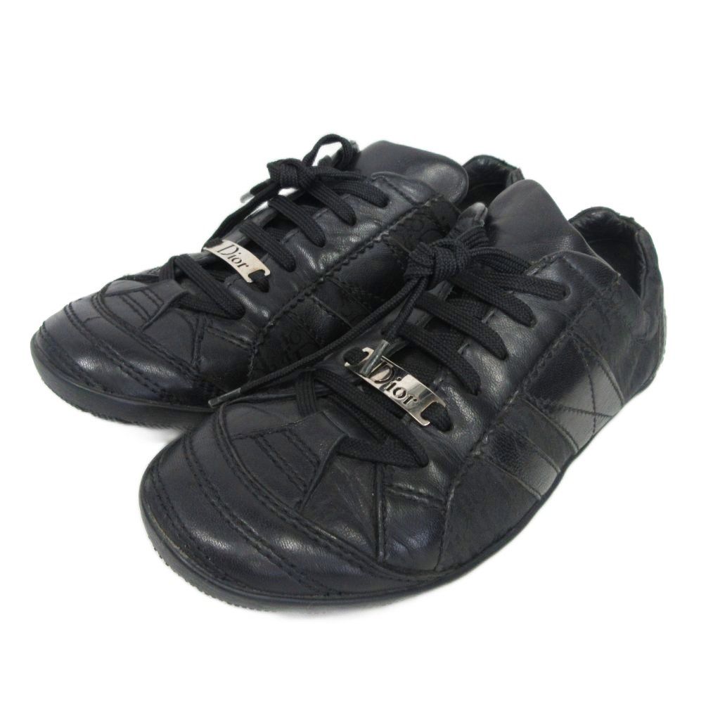 中古】ディオール Dior トロッター ジャガード スニーカー 薄底 レザー