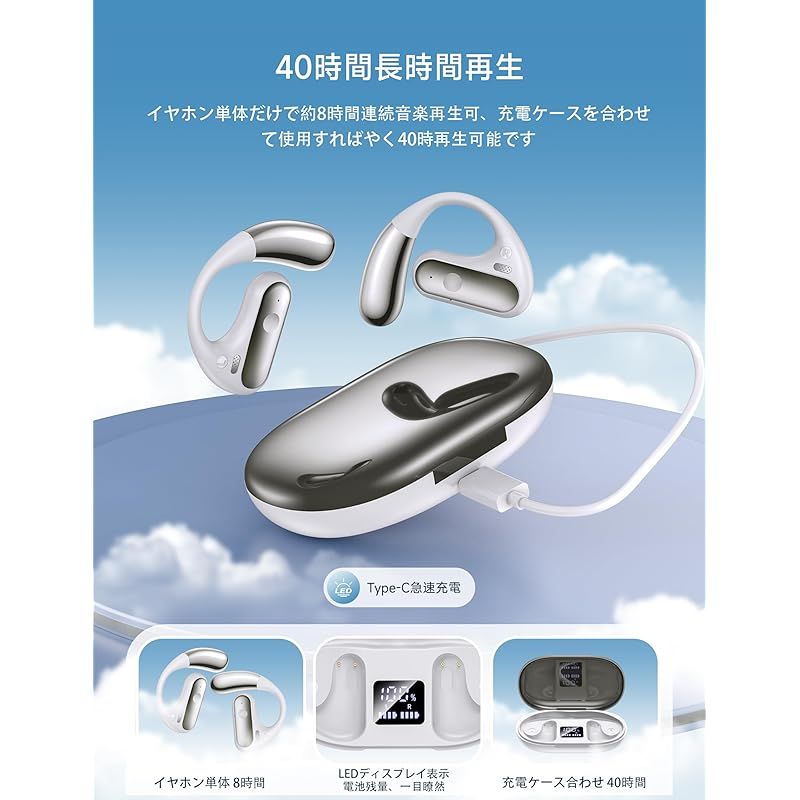 2024 音質強化版】ワイヤレスイヤホン イヤホン bluetooth オープン