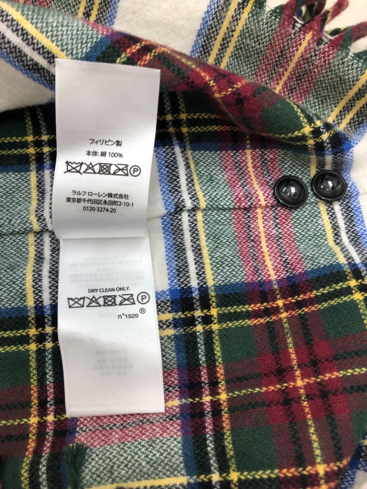 驚きの破格値SALE【POLO RALPH LAUREN】プラッドフリンジトリムドレスシャツ ワンピース