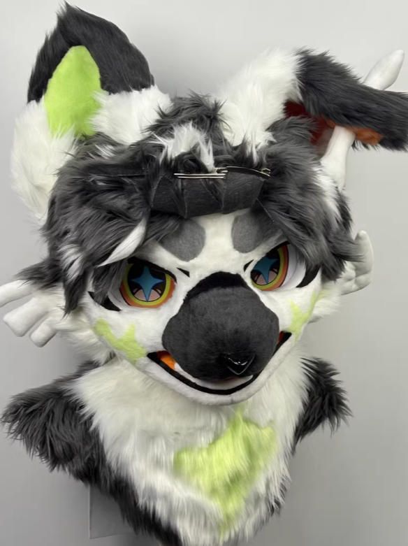着ぐるみヘッド 犬 NO.363 灰色 緑 全頭ヘッド ケモノ ファースーツ ぬいぐるみ コスプレ コスチューム kigurumi 一点物