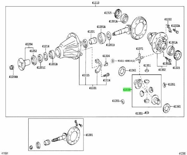 トヨタ 純正 FJ クルーザー レクサス LX450 リヤディファレンシャル ギヤキット Gear Kit Differential 41039-34060 TOYOTA LEXUS