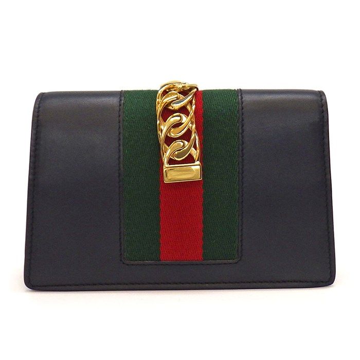 グッチ GUCCI ショルダーバッグ シルヴィ スーパーミニバッグ 494646 ブラック レザー ゴールド金具 【中古】 グッチ GUCCI ショルダーバッグ シルヴィ スーパーミニバッグ 494646