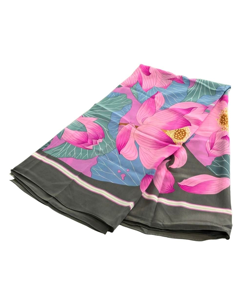 HERMES 大判スカーフ カレ90 FLEURS de LOTUS 　蓮の花 HERMES】【FLEURS DE LOTUS】【フランス製】エルメス『カレ90 蓮