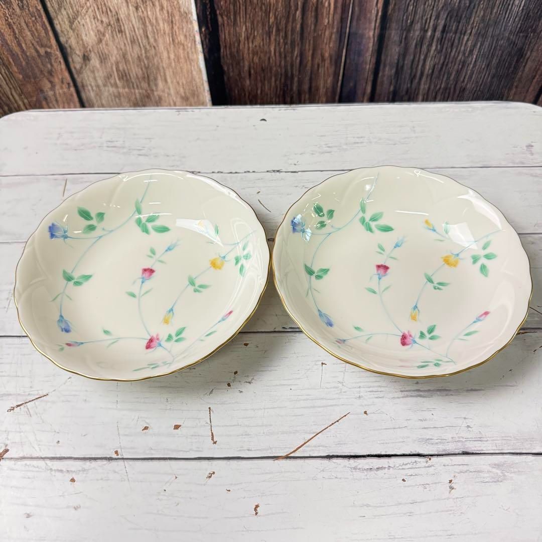 香蘭社 ローズシャワー バスケット バスケット ボウル 花柄 金縁 5点セット 香蘭社 ローズシャワー バスケット バスケット ボウル 花柄 金縁