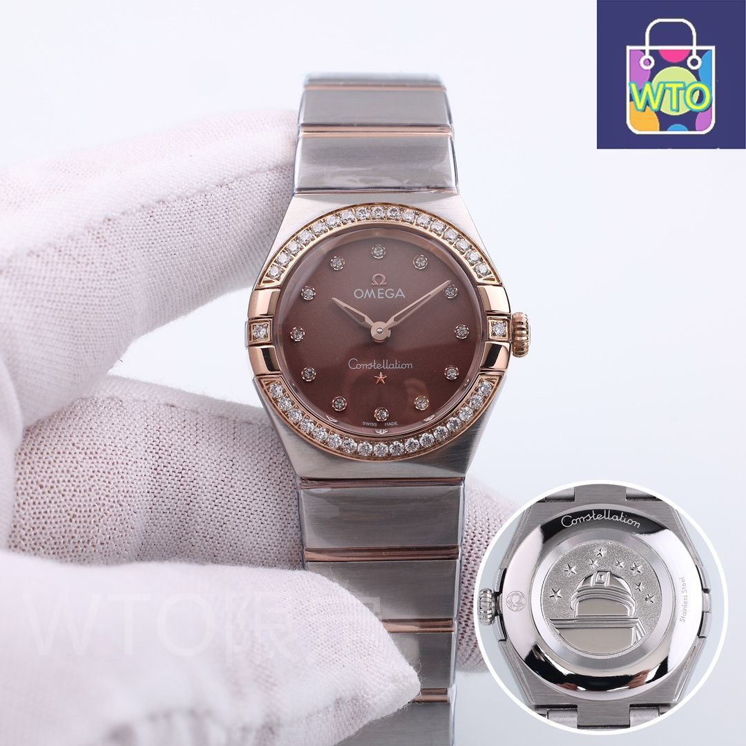OMEGA コンステレーション レディース オメガ コンステレーション ダイヤ シェル文字盤 QZ クォーツ