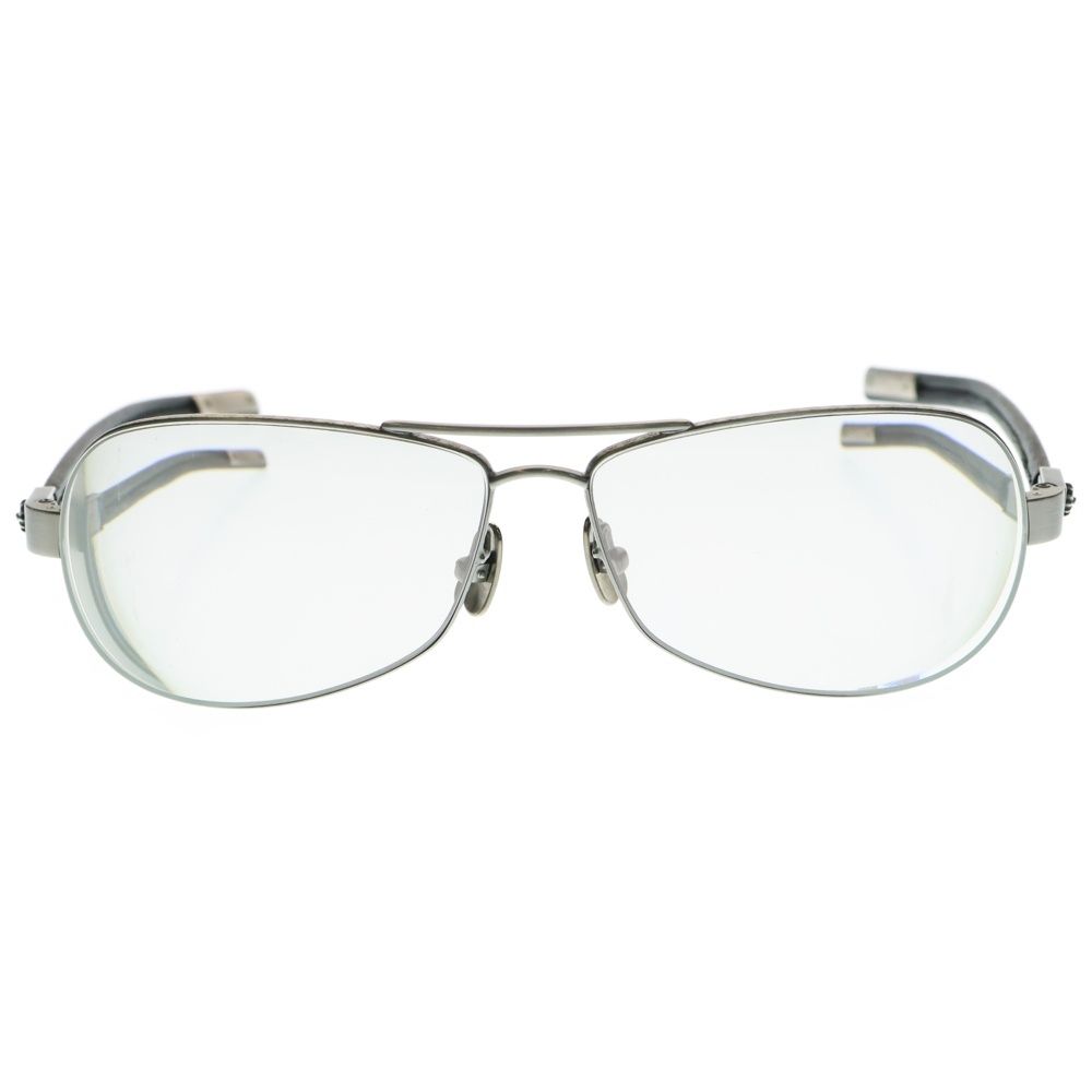 CHROME HEARTS クロムハーツ RED RIOT CHプラスレザーテンプル レンズ ティアドロップ サングラス アイウェア 眼鏡 ブラック シルバー 度入り