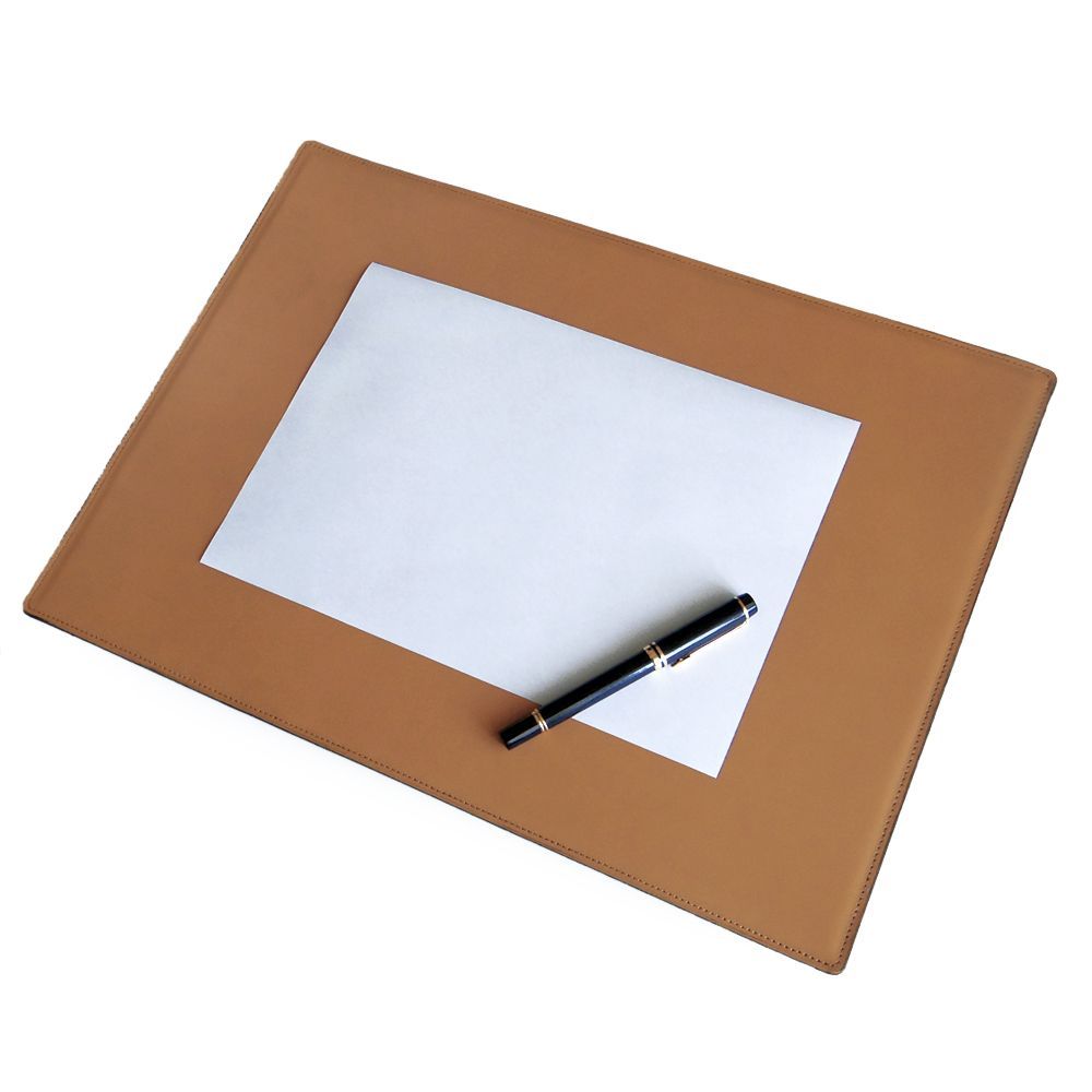 【激安!正規品!!】 かばん屋さんの手作り 片面 レザー デスクマット34cm×46.5cm キーボード マウス 用 キャメル