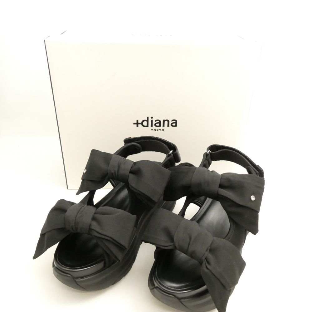 美品 +diana プラスダイアナ サンダル 22cm ダブルリボン