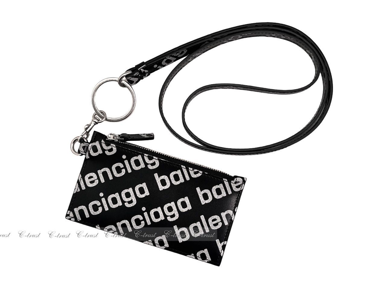 BALENCIAGA ケース　カードケース　ネックウォレット Full-Grain Leather Cardholder with Lanyard ネックウォレット