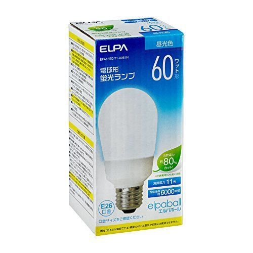 新品】 ELPA 電球形蛍光ランプ 60W形 E26 昼光色 EFA15ED/11-A061H