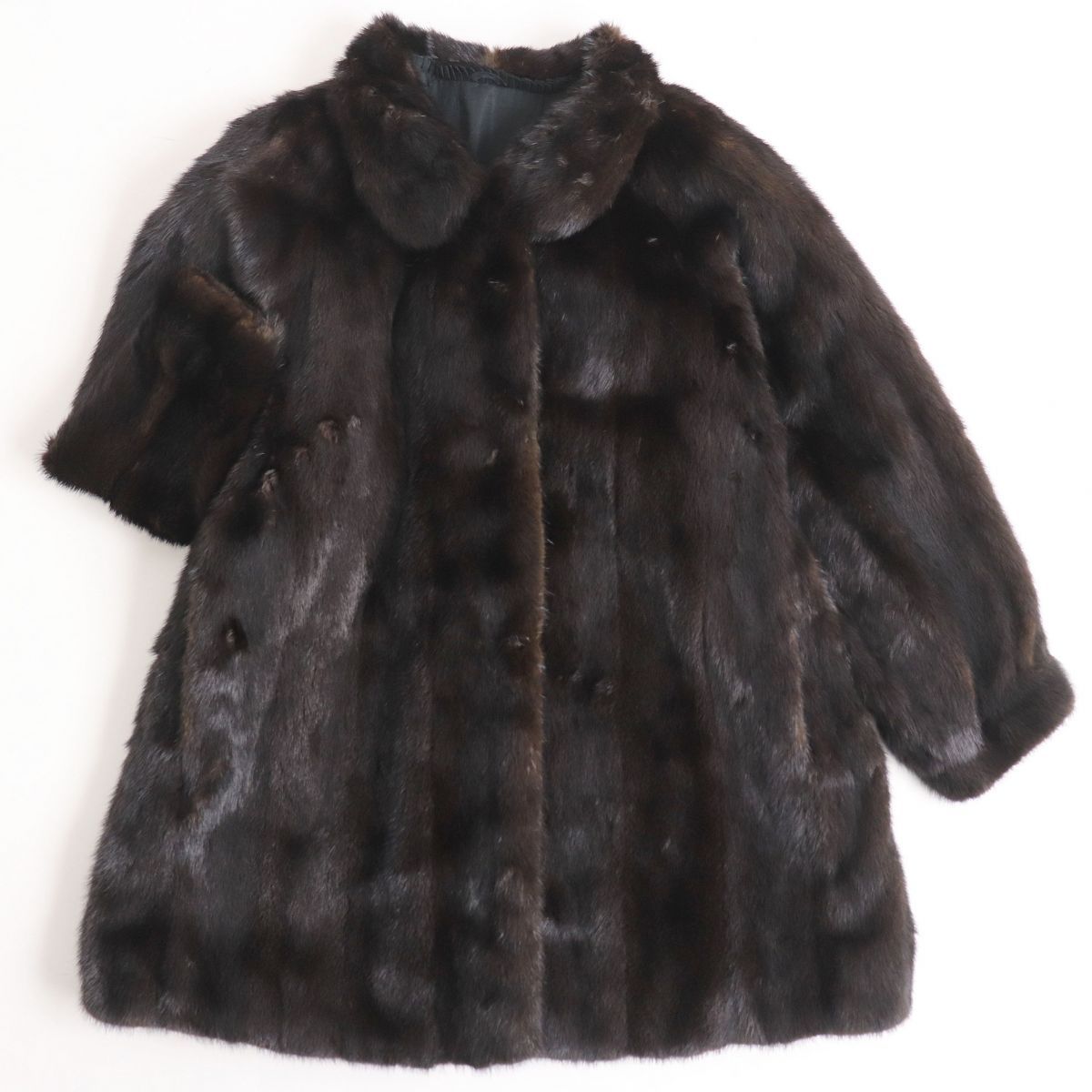 極美品☆MINK ミンク 本毛皮コート ダークブラウン（ブラックに近い 