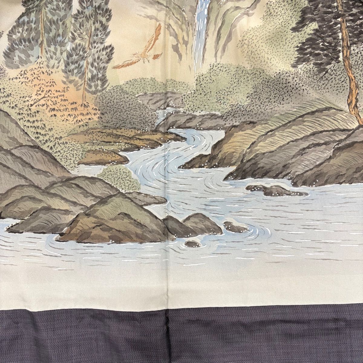 男着物 身丈148 cm 裄丈72 L 袷 アンサンブル 紬地 灰色 正絹 秀品