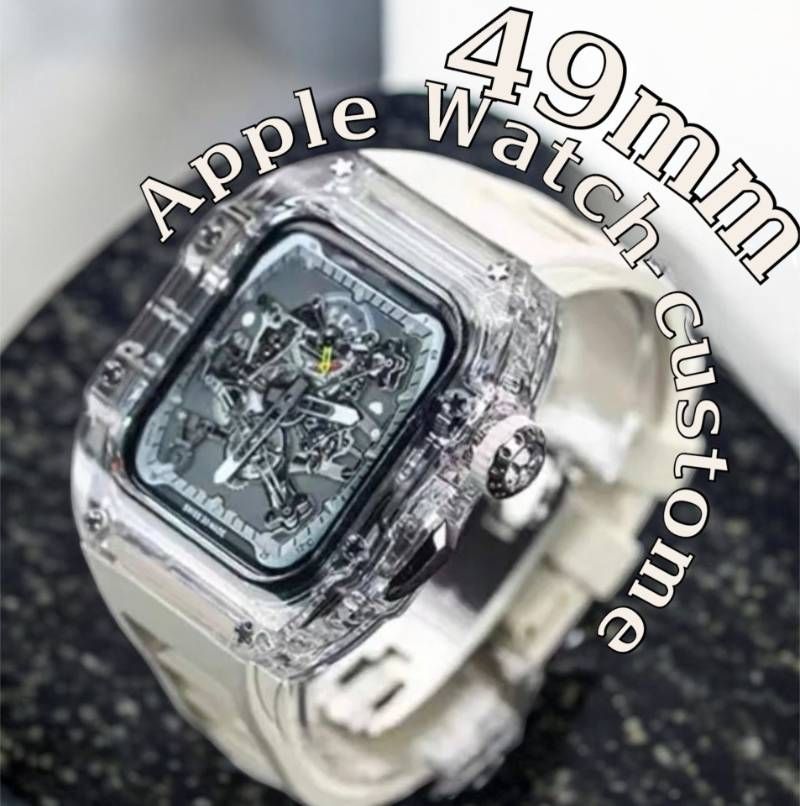 AppleWatchカバーケース 脱着 簡単 保護 カスタム ベルト ラバー バンド 49ｍｍ Ultra ウルトラ アップルウォッチ対応