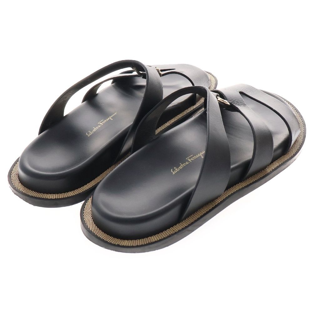 Salvatore Ferragamo☆レザー スリッパ サンダル ブラック Salvatore Ferragamo - フェラガモ スリッパ サンダル レザーの