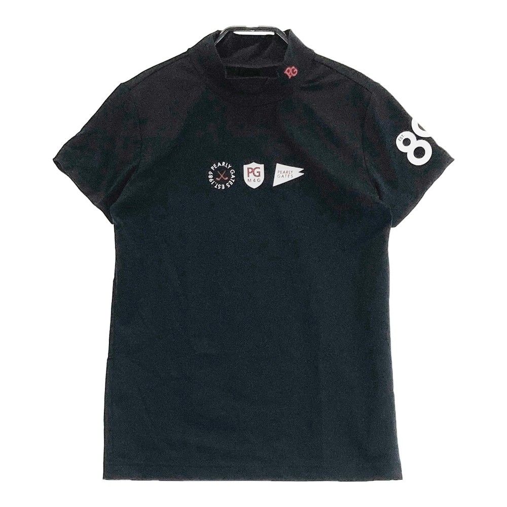 サイズ：0 PEARLY GATES パーリーゲイツ 2023年モデル ハイネック 半袖Tシャツ ロゴ総柄 ホワイト系 [240101481812] ゴルフウェア レディース ストスト サイズ：0 PEARLY GATES パーリーゲイツ 2023年モデル