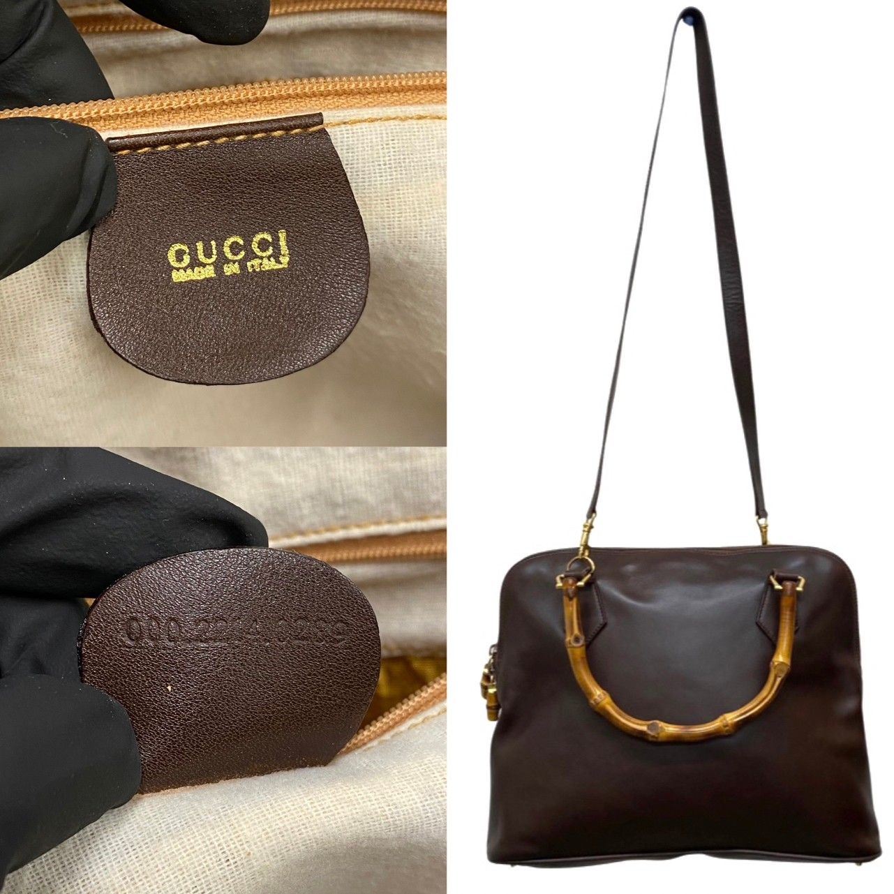 極 美品 GUCCI グッチ オールドグッチ ヴィンテージ バンブー レザー