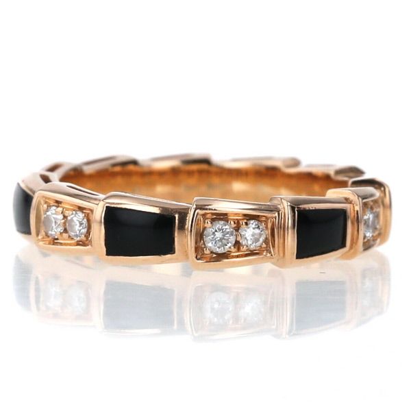 ブルガリ BVLGARI K18PG ピンクゴールド リング オニキス ダイヤモンド 