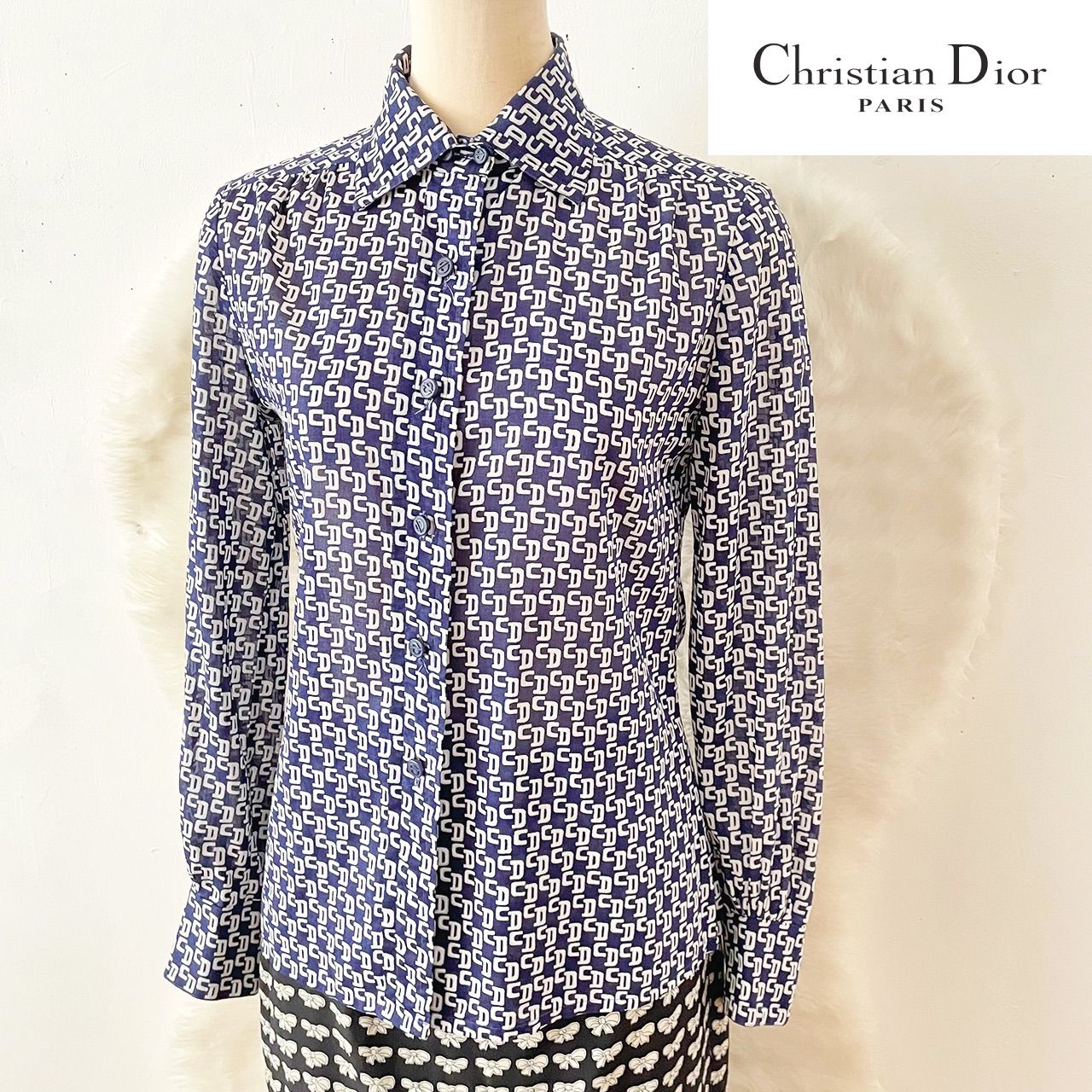 オールドディオール Christian Dior モノグラム柄 コットンシャツ ...
