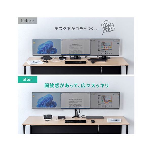 サンワサプライ モニターアーム 3画面 横並び ブラック CR-LAC312BK 組立式 VETTDRUCK_DE