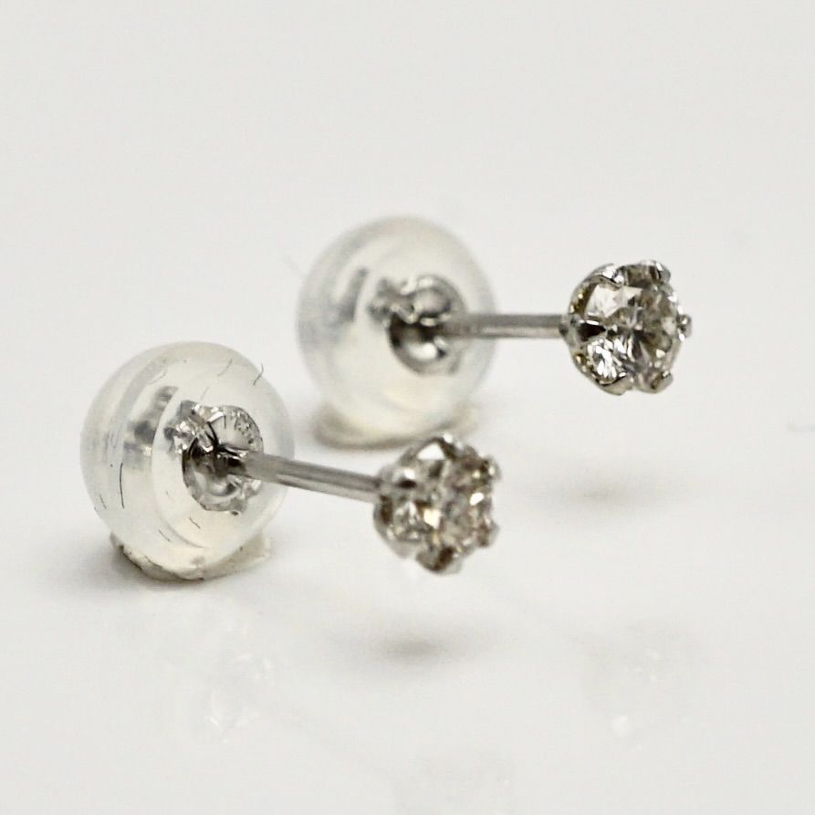 PT900 天然ダイヤ 0.20ct スタッドピアス 保証書付 プラチナ 6本爪 一