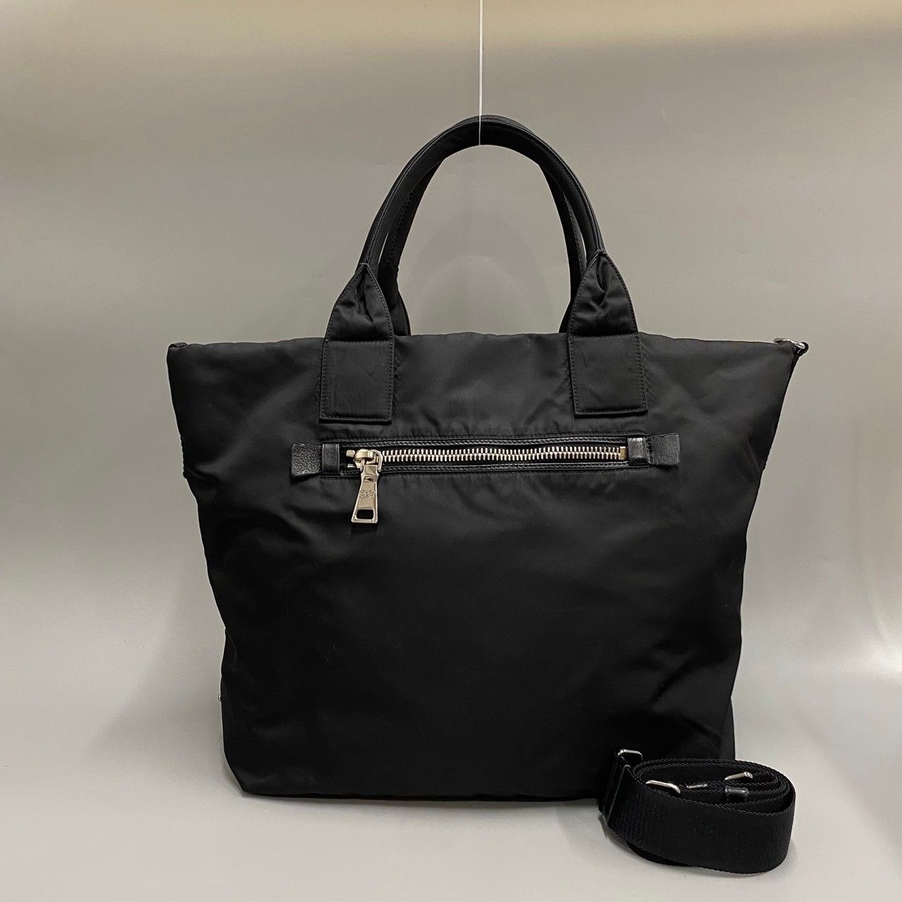 極 美品 袋付 PRADA プラダ 三角ロゴ 金具 ナイロン リバーシブル 2way