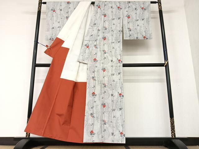 平和屋着物○上質な紬 双鳥花文 鈴乃屋扱い 正絹 逸品 AAAY0112zg  