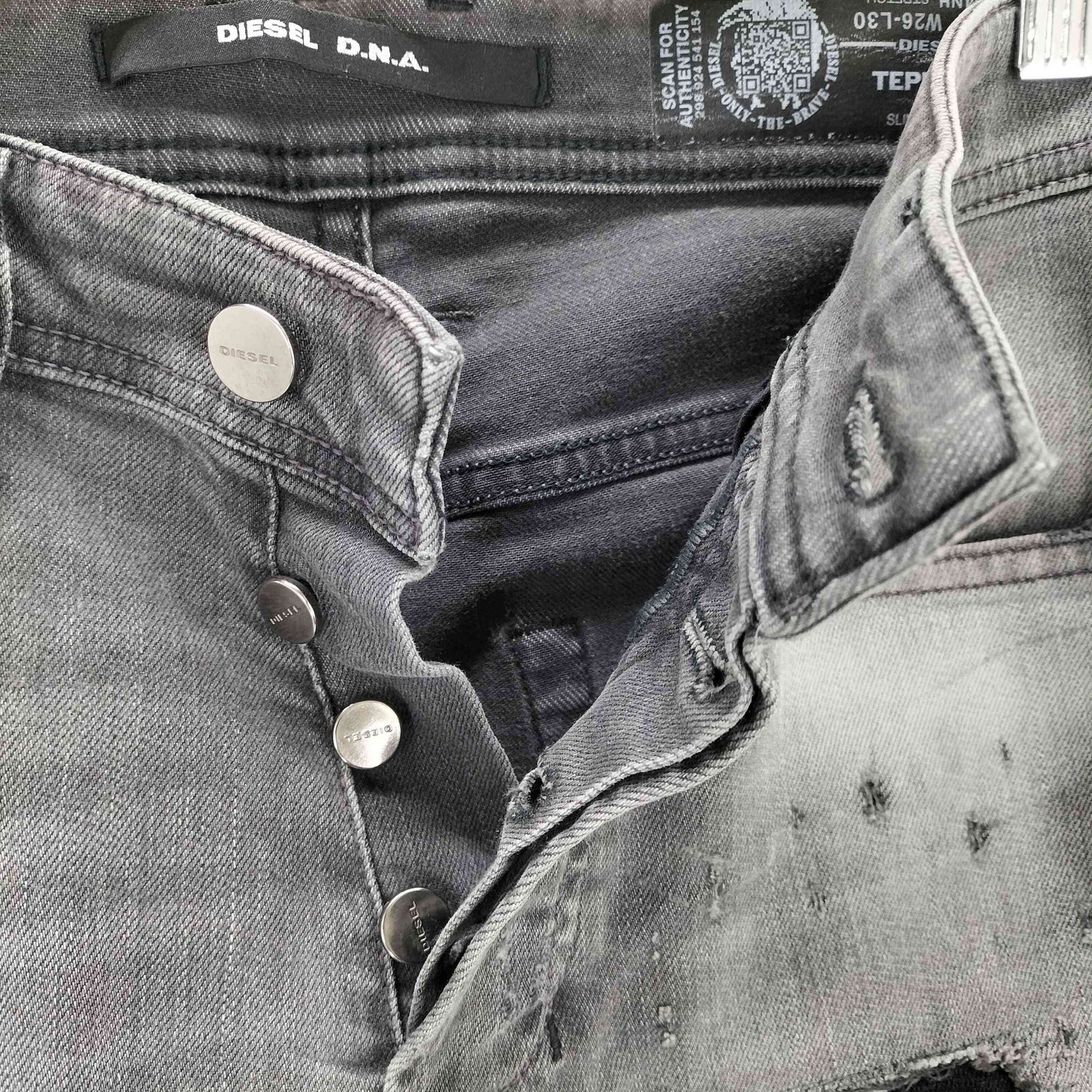 ディーゼル DIESEL tepphar ダメージ加工スキニーデニムパンツ メンズ 