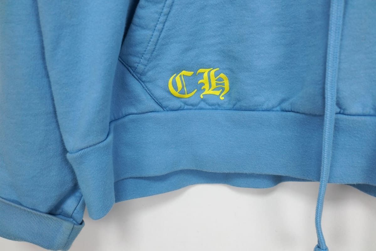 CHROME HEARTS Light Blue & Yellow-Cross Hoodie クロムハーツ クロス 