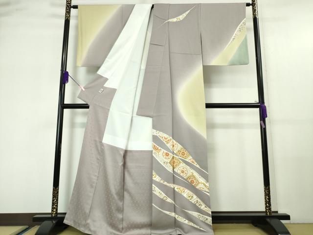 平和屋本店□極上 訪問着 駒刺繍 鬘帯正倉院花文 暈し染め 金彩 逸品  