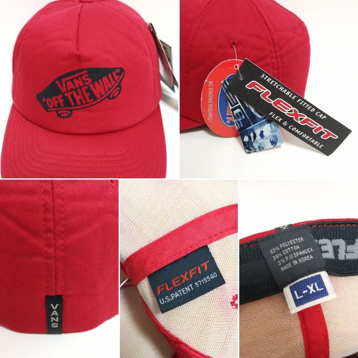 L-XL 90s VANS バンズ FLEXFIT キャップ CAP 赤 USA - メルカリ
