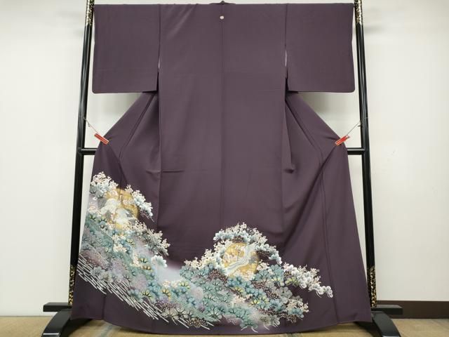 平和屋着物●中国三大刺繍 相良刺繍 色留袖 鶴草花文 暈し染め 金彩 正絹 CAAY4819ut