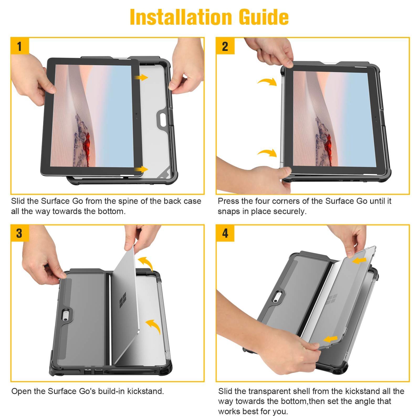 【人気商品】Go 2 Go 2020 Go / / Surface Surface Go Surface 2018 10インチ Surface ケース / タイプカバー 2021 ソフトTPU 3 ペンホルダー付き 2023 全面保護型 4 スタンド保護機能付