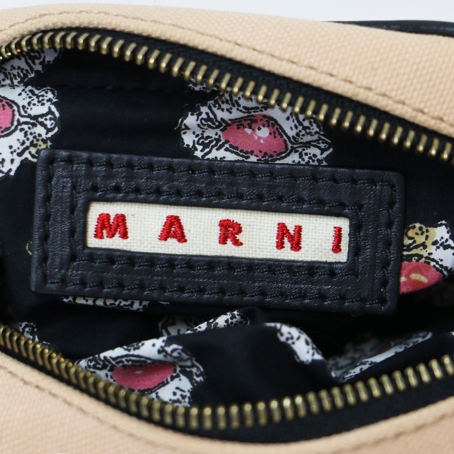 MARNI マルニ キャンバス ミニポーチ | ラウンドファスナー レザー  