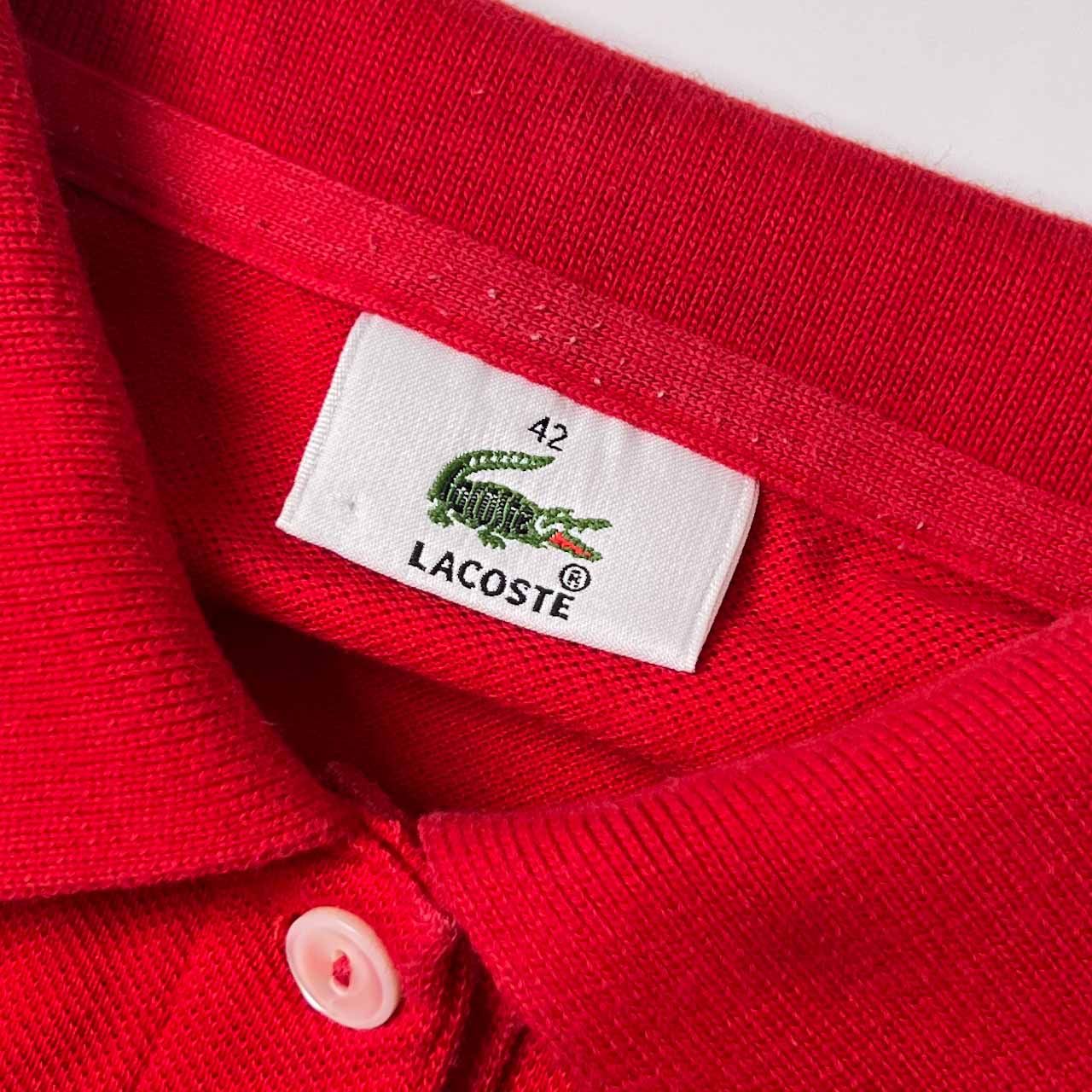 80s 90s LACOSTE ラコステ 文字ワニ 鹿の子 半袖 ポロシャツ 42 
