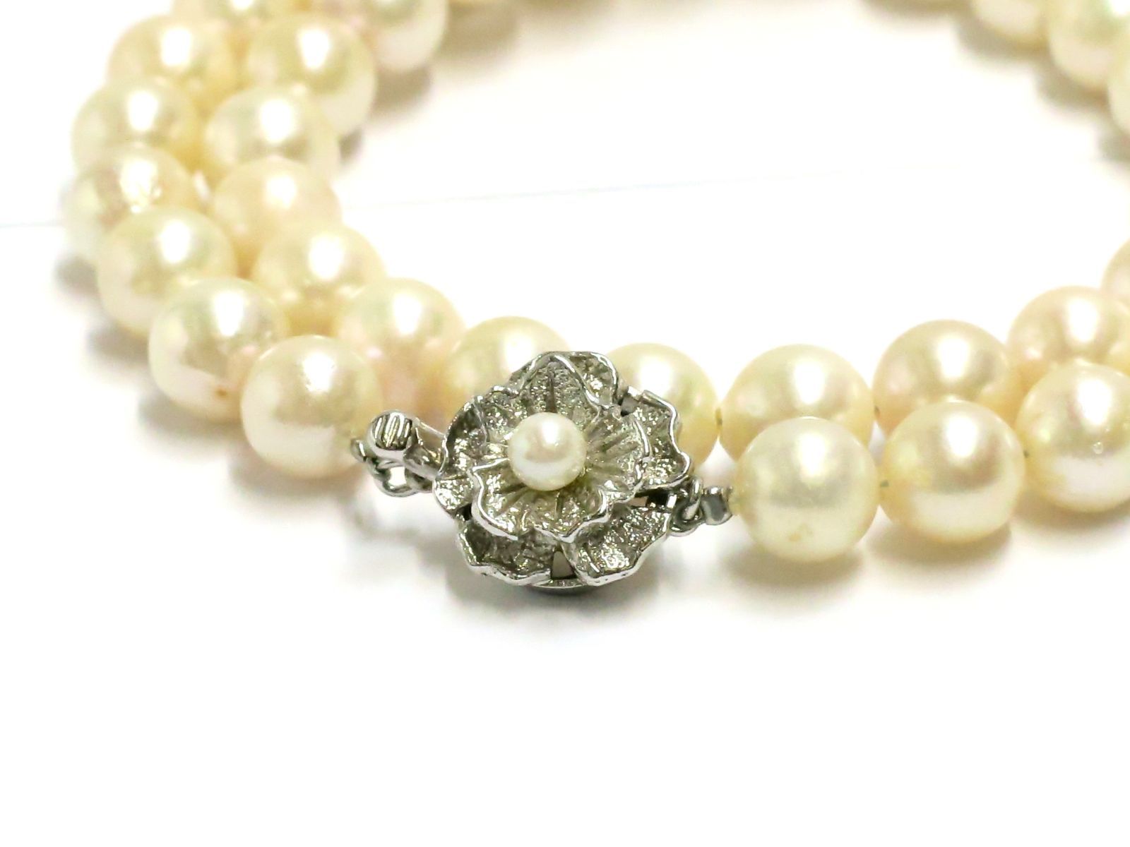 本真珠 ネックレス 8～8.5mm 照り巻き/B 色味/薄い乳白色 シルバー金具 
