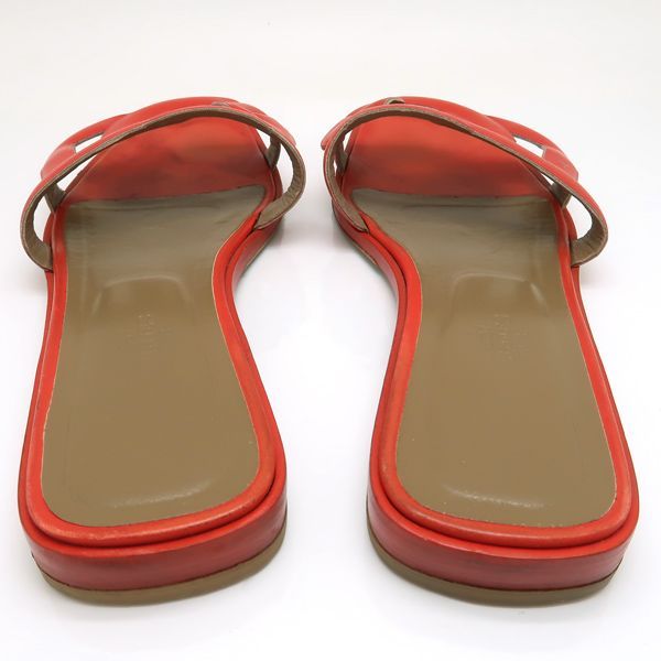 Hermès サンダル アロハ シェーヌダンクル フラット #38 レザー