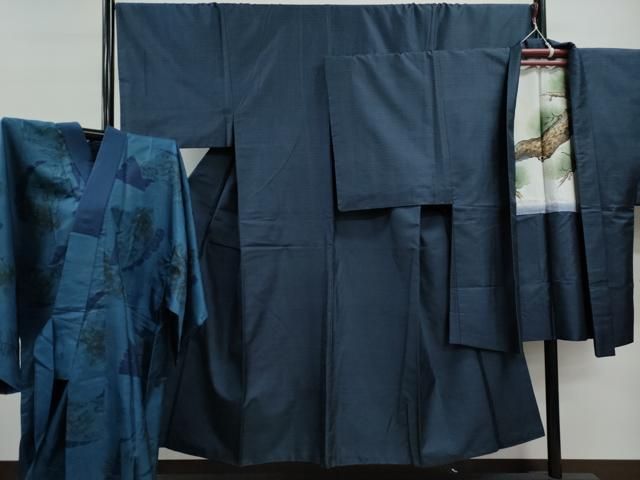 平和屋着物男性　本場大島紬　アンサンブル　100亀甲　総詰め　正絹　逸品　CAAO6495dy